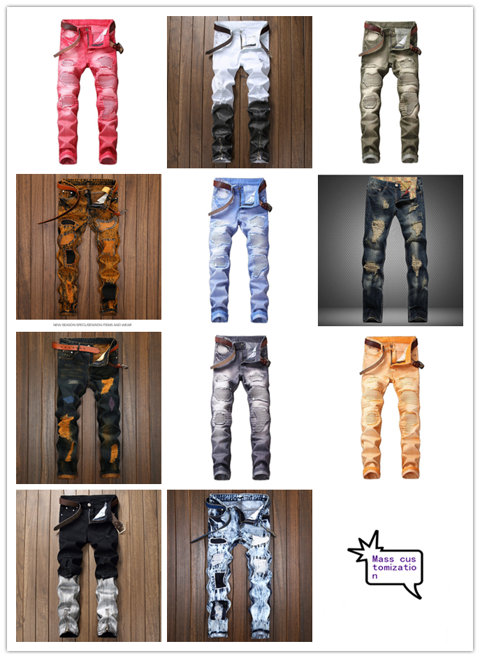 

Fashion Skinny Jeans Men Straight Slim Elastic Jeanss Mens Casual Biker Male Stretch Denim Trouser Classic Pants, Customize