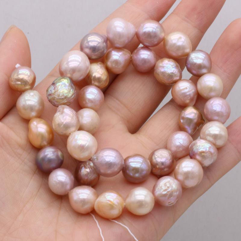 

Other 11-12mm Natural Freshwater White Pink Pearl Beads Potato Round Baroque Pearls For Jewelry Making DIY Bracelet Necklace Strand