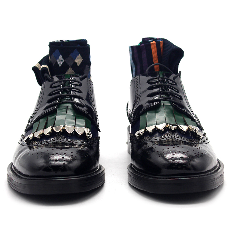 

British Style Derby Shoes Handmade Cow leather Tassel Fringe Men Formal Business Shoes Flat heel Black Oxfords