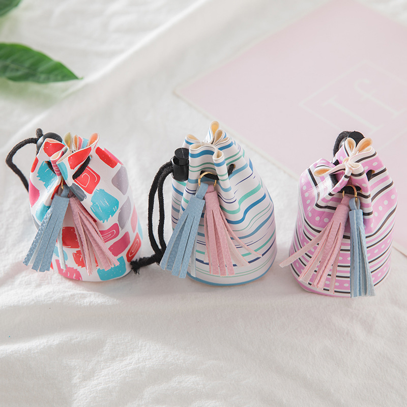 

Korean Drawstring Mini Zero Wallet Cute Bucket Bag Funny PU Kawaii Womens Coin Purse Tassel, Please leave a message