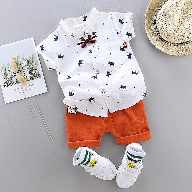 

Clothing Sets Baby Boy Clothes Summer Casual Shirt Party Short Sleeve Children's School Conjunto De Ropa BebÃ© NiÃ±o, White