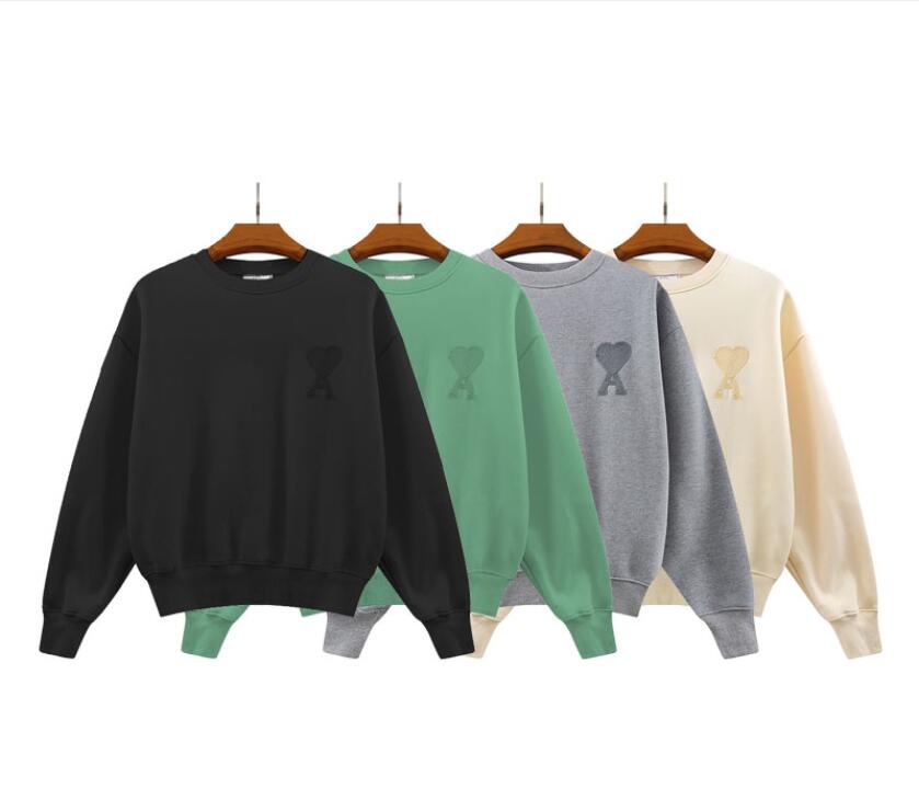 

Sweater hoodie woolen three-dimensional love embroidery men and women couples round neck pullover street jacket, Black