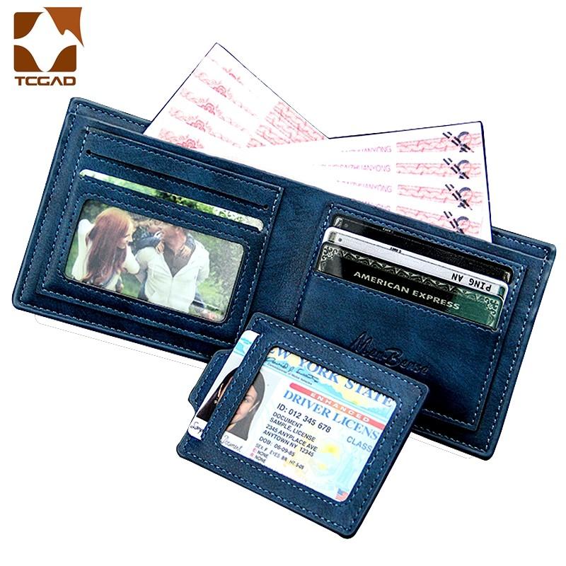 

Wallets For Men PU Leather Wallet Short Vintage Purses Holder Thin Business Male Billeteras Documents, Red;black