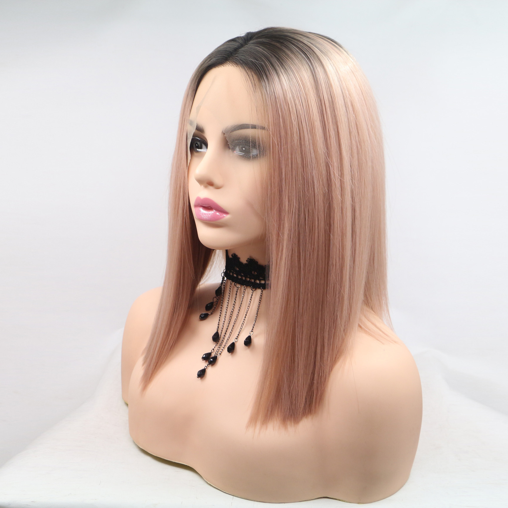 

2021 new Europe and the United States fashion before the lace half hand hook wig temperament short Bob trend leisure lady wig high-end mater, Mix color