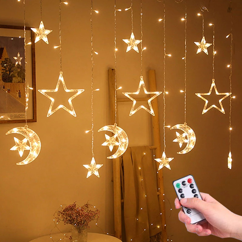 

Christmas ights ed 3.5M Curtain String ight Garand Star Moon 220V/110V Fairy ights Outdoor/Indoor For Home Festiva Decor