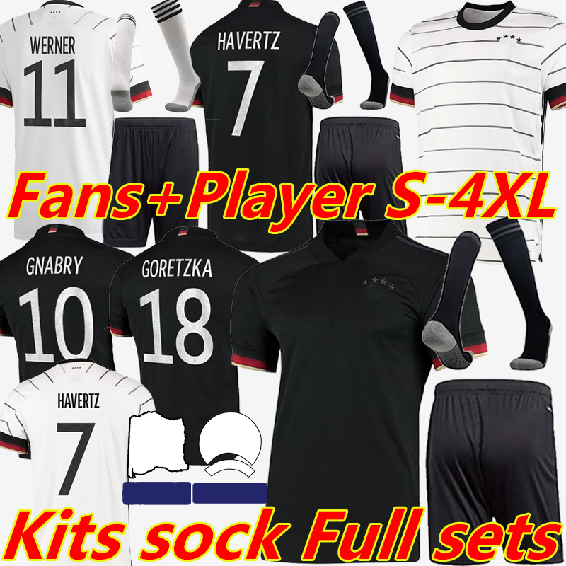 

4XL Germany soccer jerseys 2021 2022 Fans Player version WERNER HAVERTZ SANE MULLER HUMMELS GNABRY GORETZKA REUS KROOS European Cup football shirt Kits sock Full set, Home pants