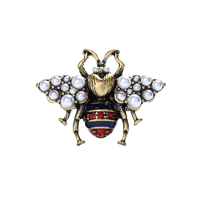 

OL Fashion Women Jewelry Gold Plated Rhinestone Pearl Bee Ring for Girls Women for Party Ring Nice Gift