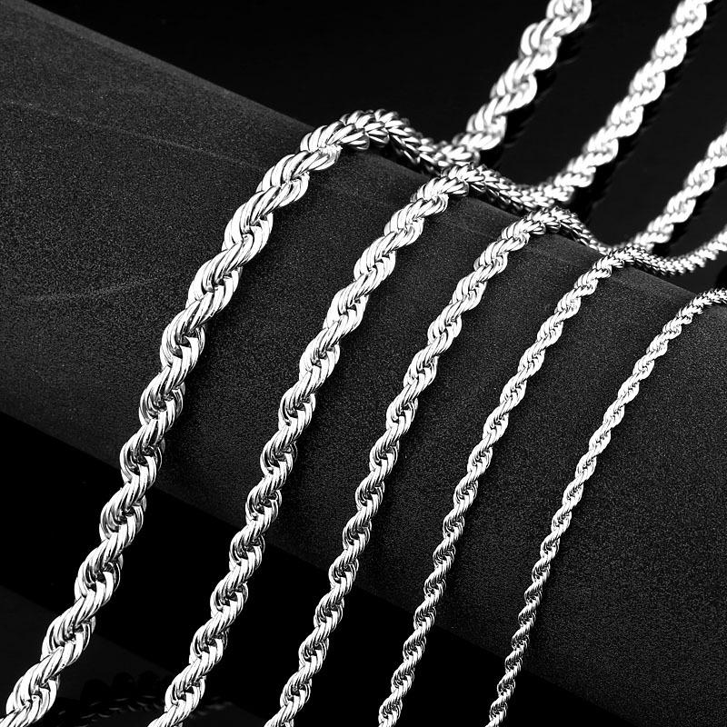 

Chains Stainless Steel Korean Twist Chain Titanium Men's, Silver