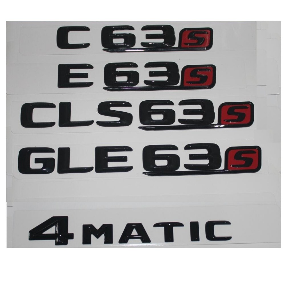 

Gloss Black Trunk Fender Letters Number Emblem Emblems Badges for Mercedes Benz C63 C63s E63 E63s CLS63 GLE63 GLS63 AMG S 4MATIC