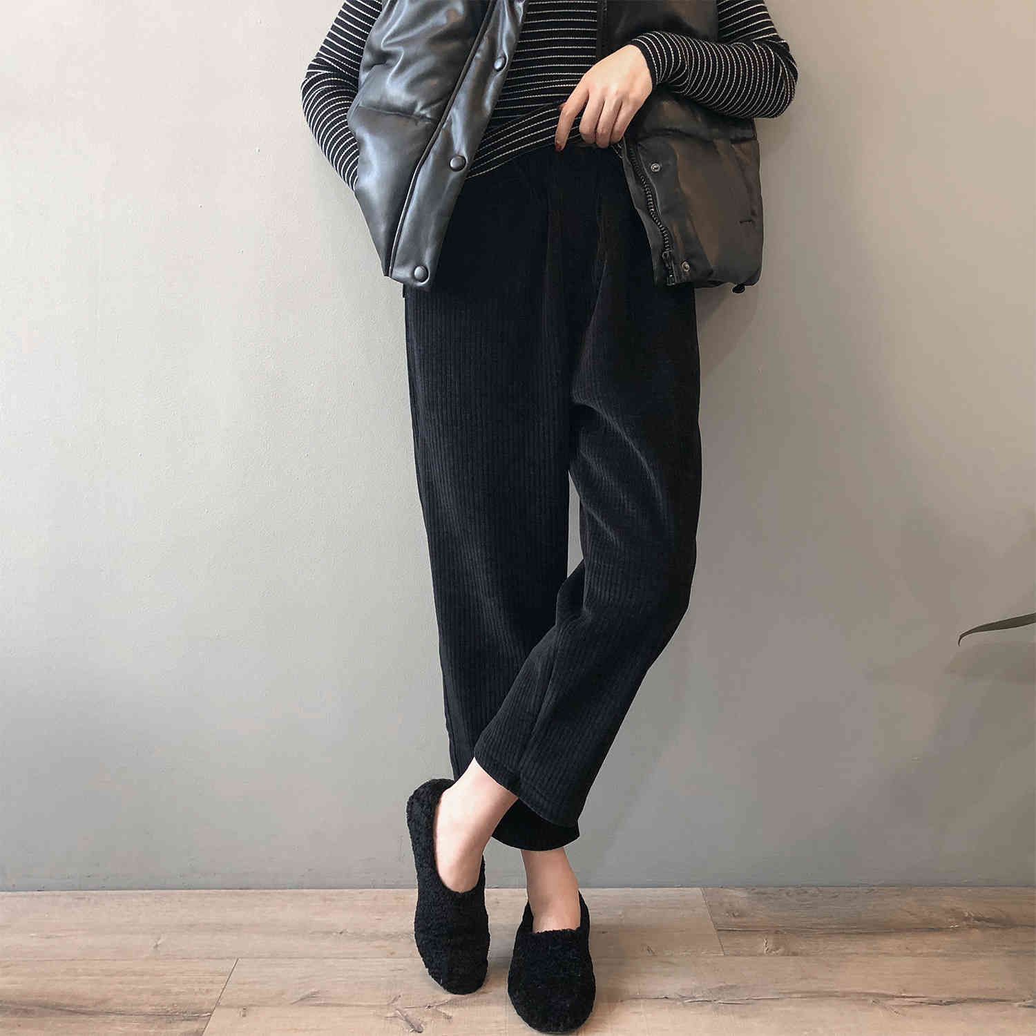 

Women's Pants & Capris 2021 Korean retro wick veet harlan fall/winter loose in a straight line casual ankle-length, Grey