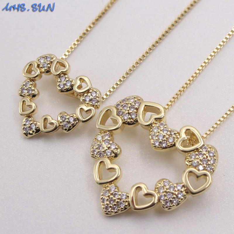 

MHS.SUN Zircon Heart Pendants Necklace Gold/Silver Fashion CZ Chain For Girls/Women Choker Charm Jewelry Chains