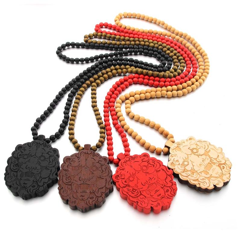 

Lion Necklace GOOD WOOD Beads Pendant Wooden Necklaces Fashion Jewelry Gift Hiphop Chain Chains