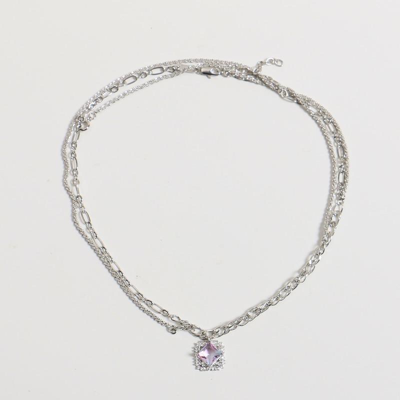 

Pendant Necklaces Gradient Tourmaline More Wear Necklace Female Ins Fashion, Silver