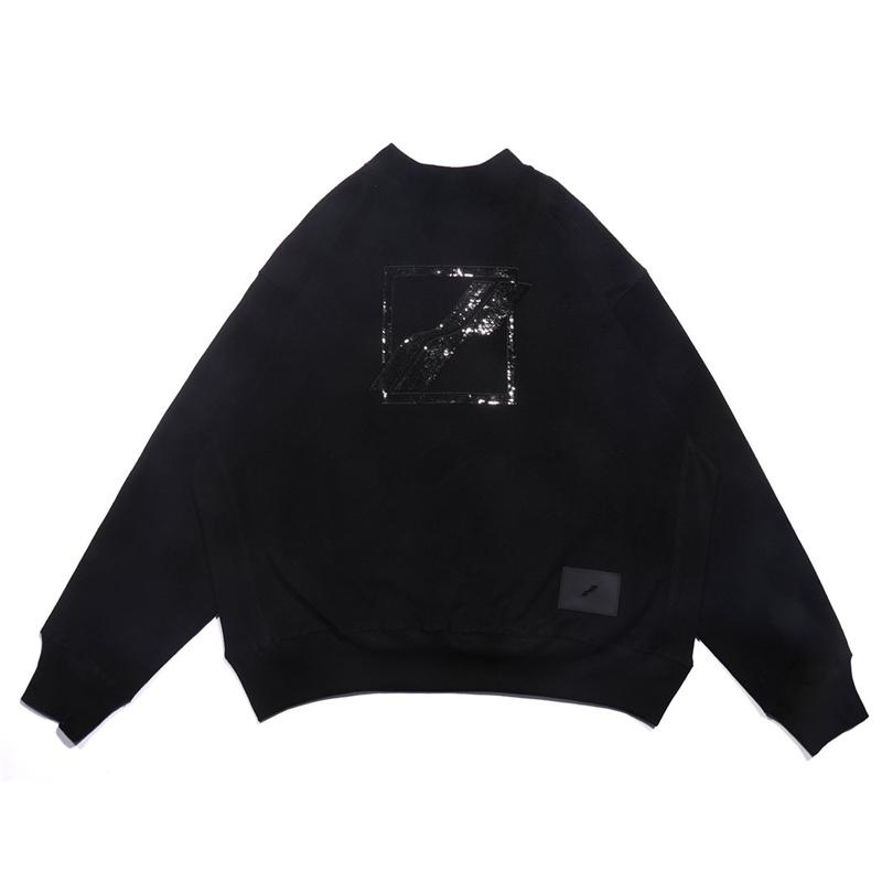 

Men's T-Shirts Half Cardigan WE11DONE Sweatshirt Women's 1:1 Quality Sequin Embroidery Loose Round Neck, Black