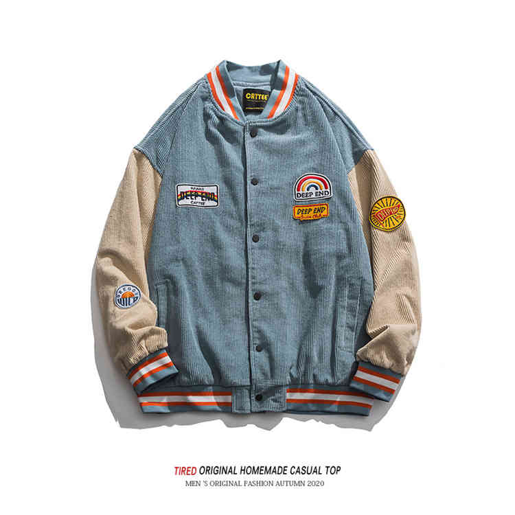 

autumn and winter 2020 new american fashion corduroy men's color matching embroidery versatile casual baseball et, Black;brown