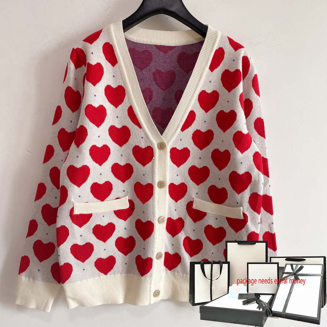 2021 femmes tricoté cardigans manteau amour forme imprimé hauts mode col en v bouton dame tricots décontracté élégant dames pull haute qualité ve