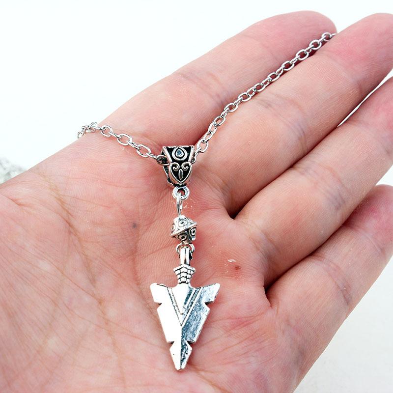 

Pendant Necklaces Rune Spear Arrow Necklace For Women Gothic Punk Jewelry Trend 2021 Silver Color Pagan Wizard Neck Chain Retro Accessories