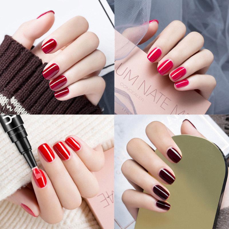 

Nail Gel One Step Pen Portable 3 In 1 Polish Professional DIY Accessories For Women Girls TEEA889, Red;pink