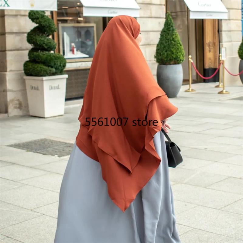 

Ethnic Clothing Muslim 3 Layers Hijab Headscarf Long Khimar Women Modest Extra Large Prayer Hooded Scarf 145cm Dubai Turkey Jilbab Niqab