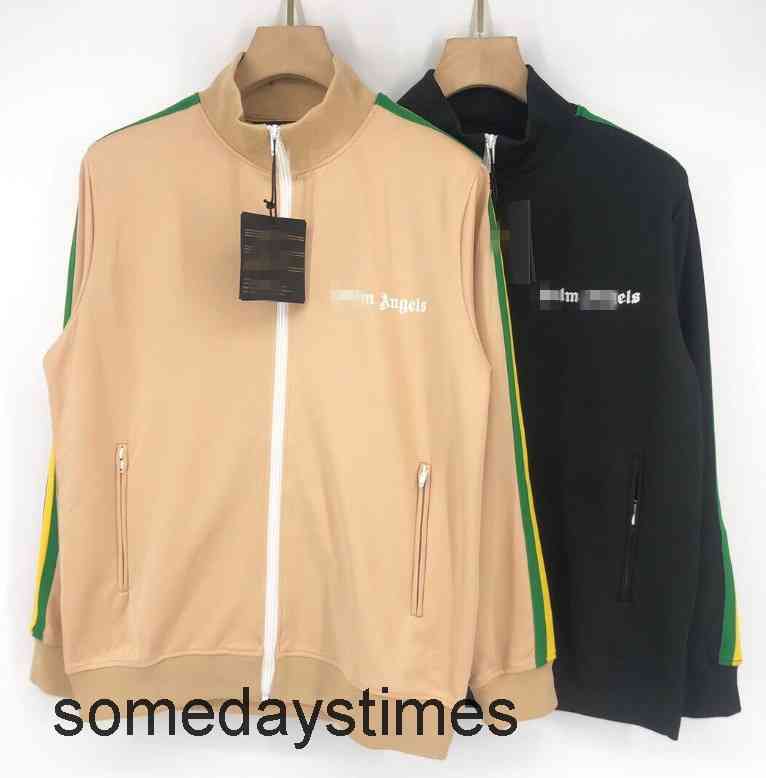 

Palm Hoodies Angle Autumn and Winter Stripe Zipper Jacket Couple Sports Casual Men' Women' Baseball Fashion Angels Angle, Khaki
