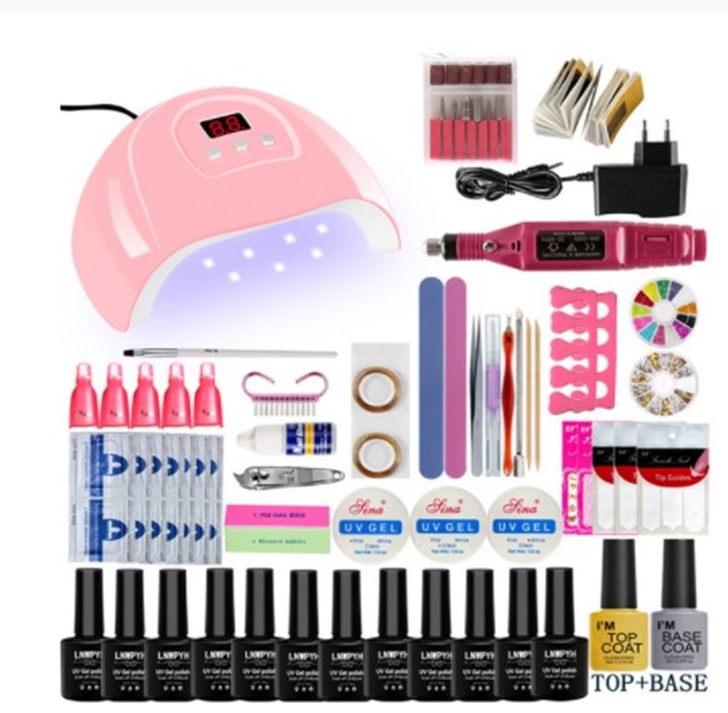 

Nail Set UV LED Lamp Dryer With 12pcs Gel Polish Kit Soak Off Manicure Tools electric drill For Art Tools