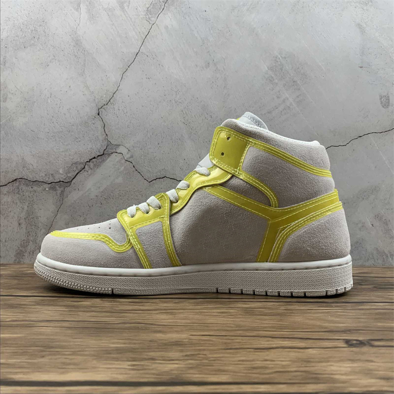 

Mens 1 I MID Basketball Shoes Womens Jumpman 1s Yellow Grey Sports Sneakers Ship With Size, Customize