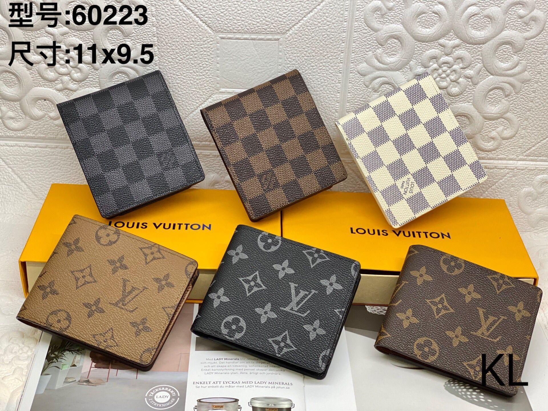 

Louis Vitton Lv Mens Pocket Wallets Paris Fashion Checkerboard Women Wallet Holders Designer Short Card Case luxurious Bag Letters Square Open Standard purse, Brown flower