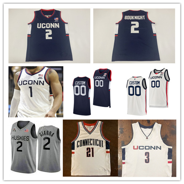 

Connecticut UConn Huskies Basketball Jersey James Bouknight R.J. Cole Adama Sanogo Tyrese Martin Isaiah Whaley Tyler Polley Andre Jackson Akok Akok Gaffney Walker, Man grey