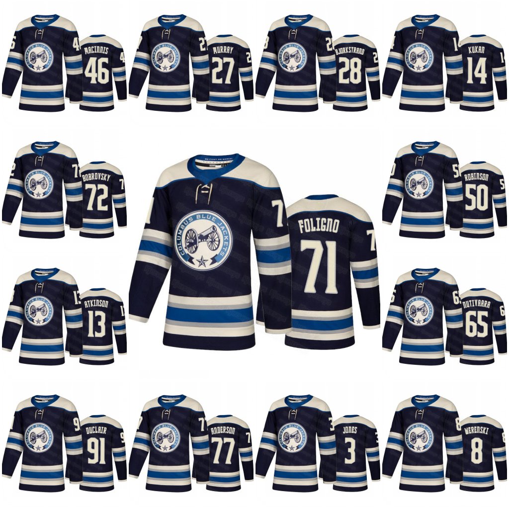 

72 sergei bobrovsky Columbus blue jacket navy hockey jersey Scott Hartnell Nick Foligno cam atkinson brandon dubinsky Jonas Kolpisalo Markus Nutivaara Jerseys, Custom name and number