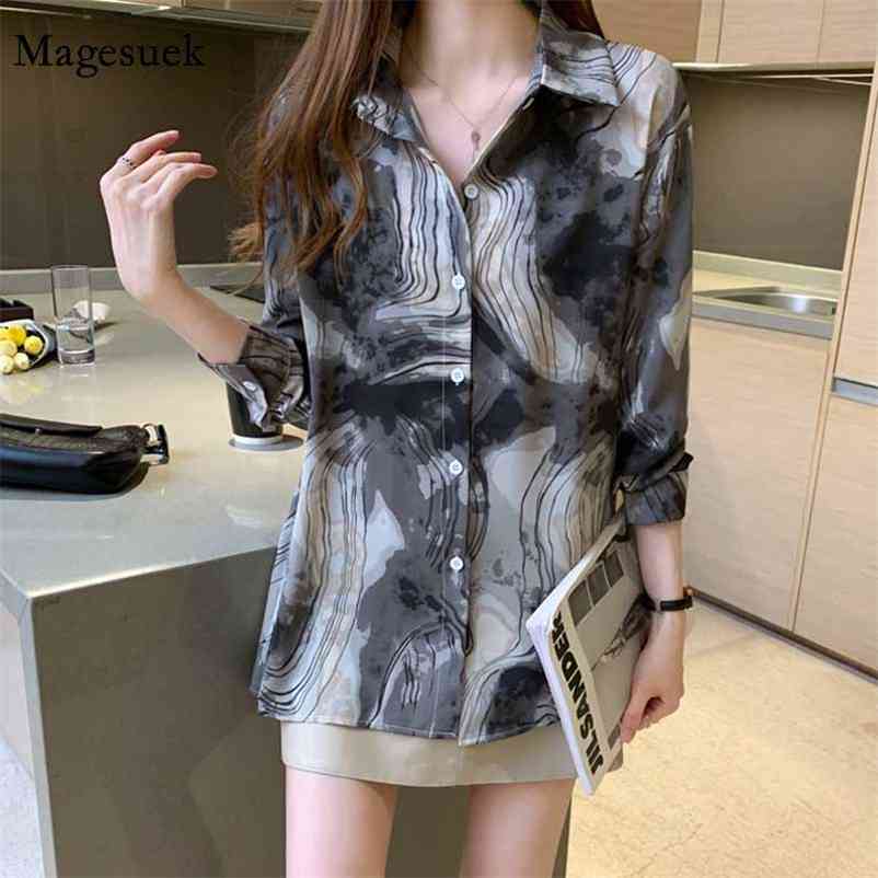 

Women All-match Vintage Chic Blouse Autumn Loose Long Sleeve Elegant Chiffon Cardigan Shirts Blusas Mujer 11376 210518, Picture
