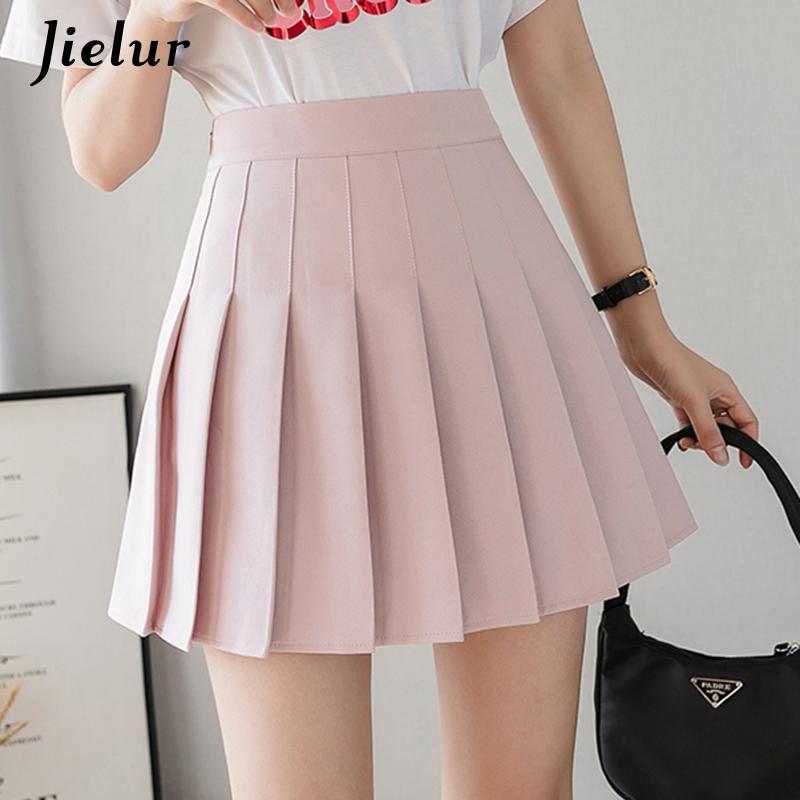 

Summer Pleated Skirt Chic A-line High Waist Kawaii Women's Preppy Style 4 Colors Pink White Short Skirts Harajuku, Black