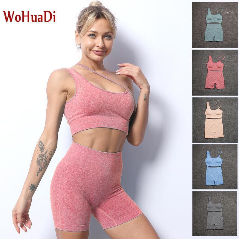 

Yoga Outfit WOHUADI Women's Clothing Sportswear Shorts Set Fitness Suit Gym Sports Bra Seamless High Waist Leggings Push Up Tracksuit, Red shorts