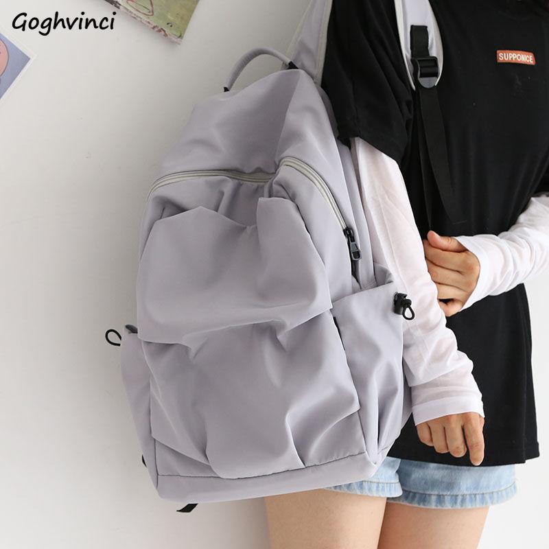 

School Bags Women Solid Oxford Fabric Zipper Female Backpack Student College Bag Rucksack Harajuku All-match Fashion Ulzzang