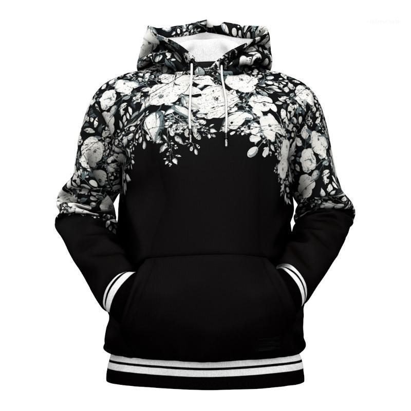 

Men' Hoodies & Sweatshirts Black White Rose Blossom Floral Flowers Printed Fashion Unisex Streetwear Men Women 4Flex Hooded Sweatshirt Hood, As pic