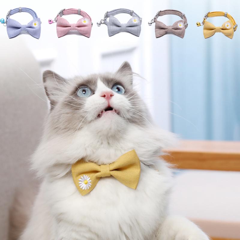 

Cat Collars & Leads Pet Collar Necklace Flowers Bowknot Adjustable Puppy Chihuahua Buckle Bow Tie For Kitten Accessories