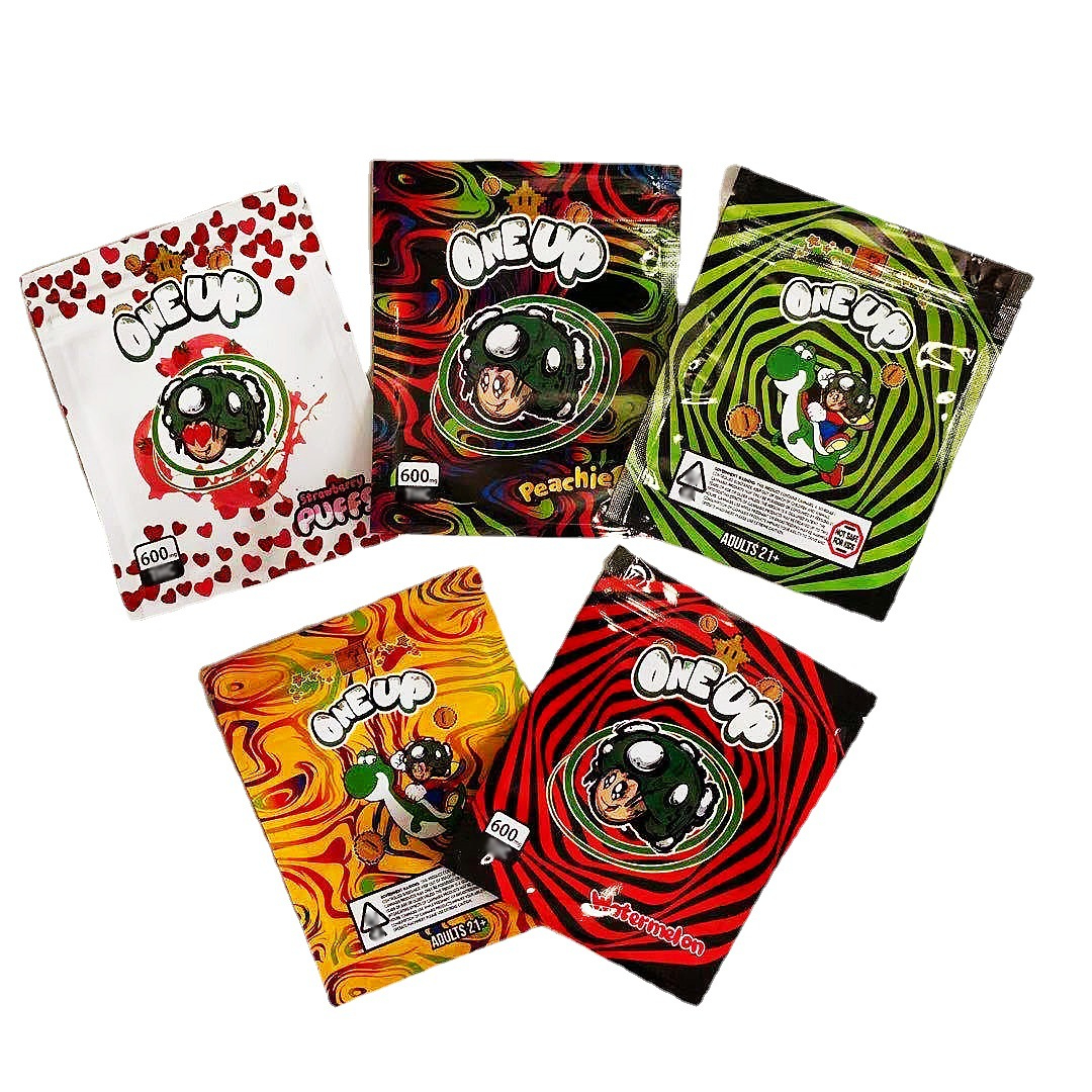 

Pouch Empty oneup Bag Edibles Packing Mylar Bags Gummy Runtz Zip Lock Packaging 600MG Dry Herb Flower Tobacco Seal