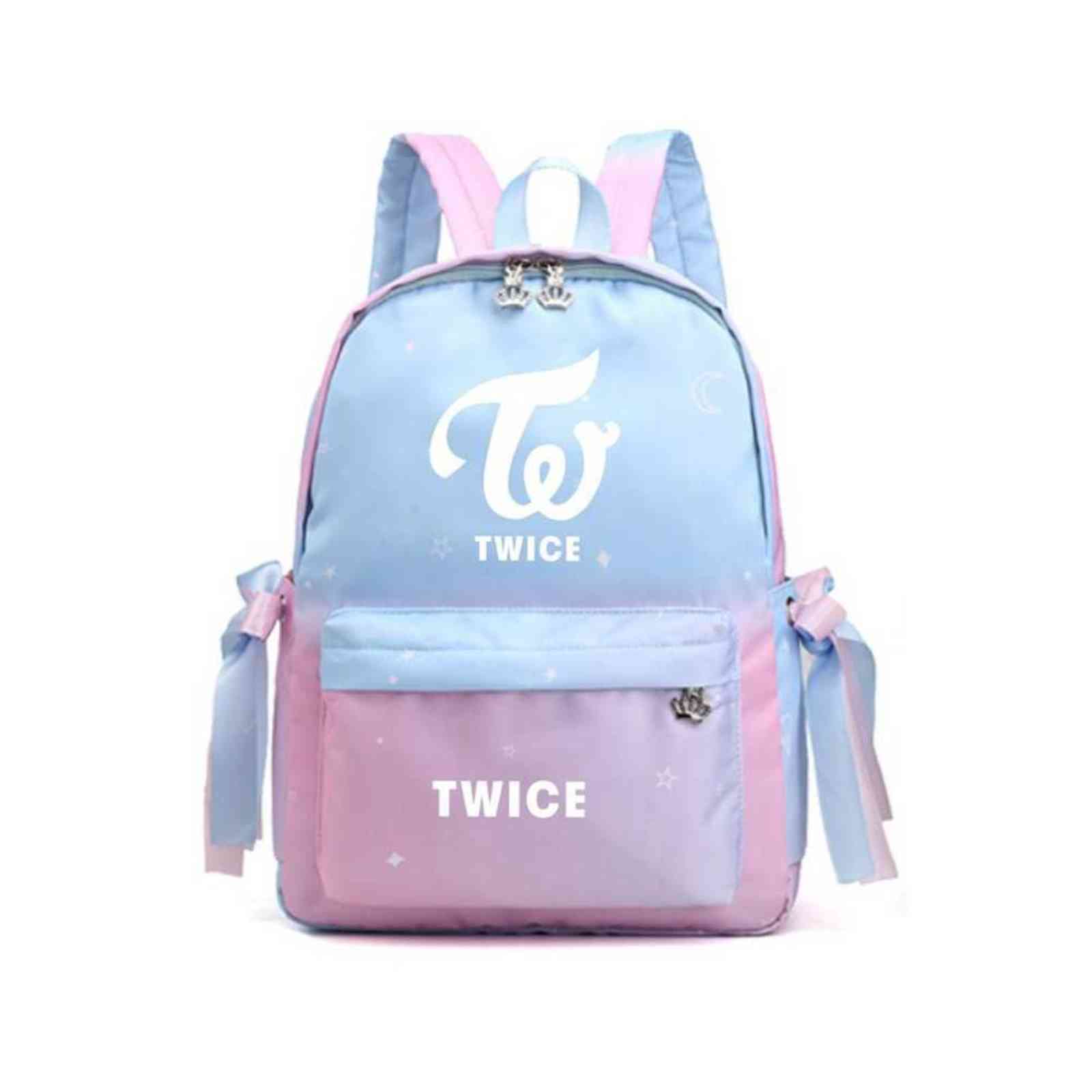 

Gradient Color Kpop TWICE Momo Mina Canvas School Bags Laptop Backpack Kawaii Travel Backpack Pink Bagpack Mochila Feminina 2019 Y1105