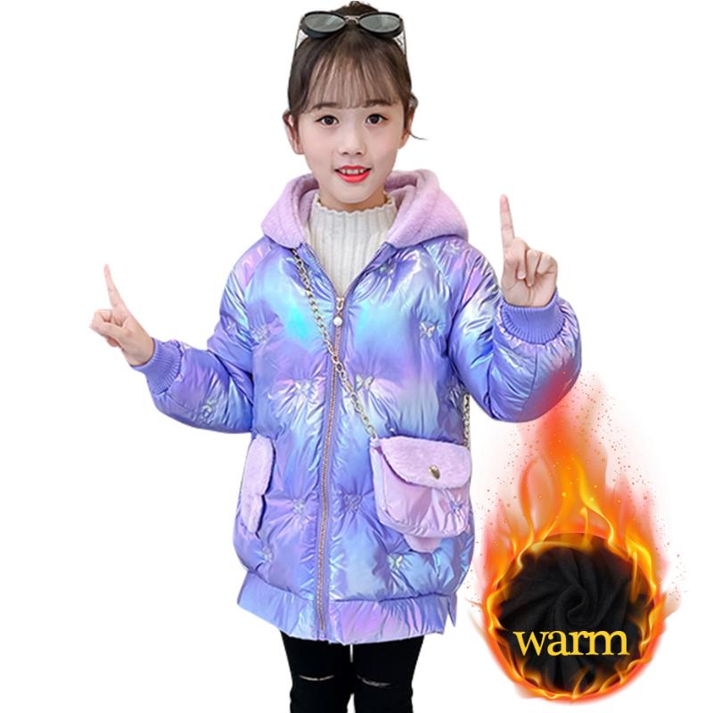

Down Coat Girls Long Outerwear Cartoon Girl Coats Kids Winter Children's Jackets Thick Warm Clothing, Blue;gray