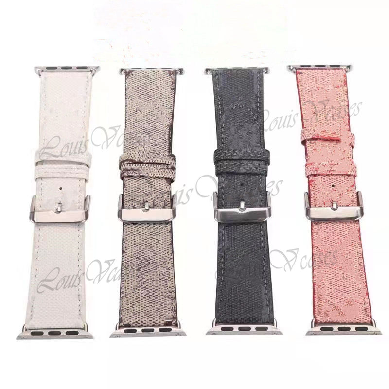 

Fashion Designer Luxury Leather Strap for Apple Watch Bands Series 6 5 4 3 2 42mm 38mm 40mm 44mm 45mm 41mm Bracelet Stripes Watchband