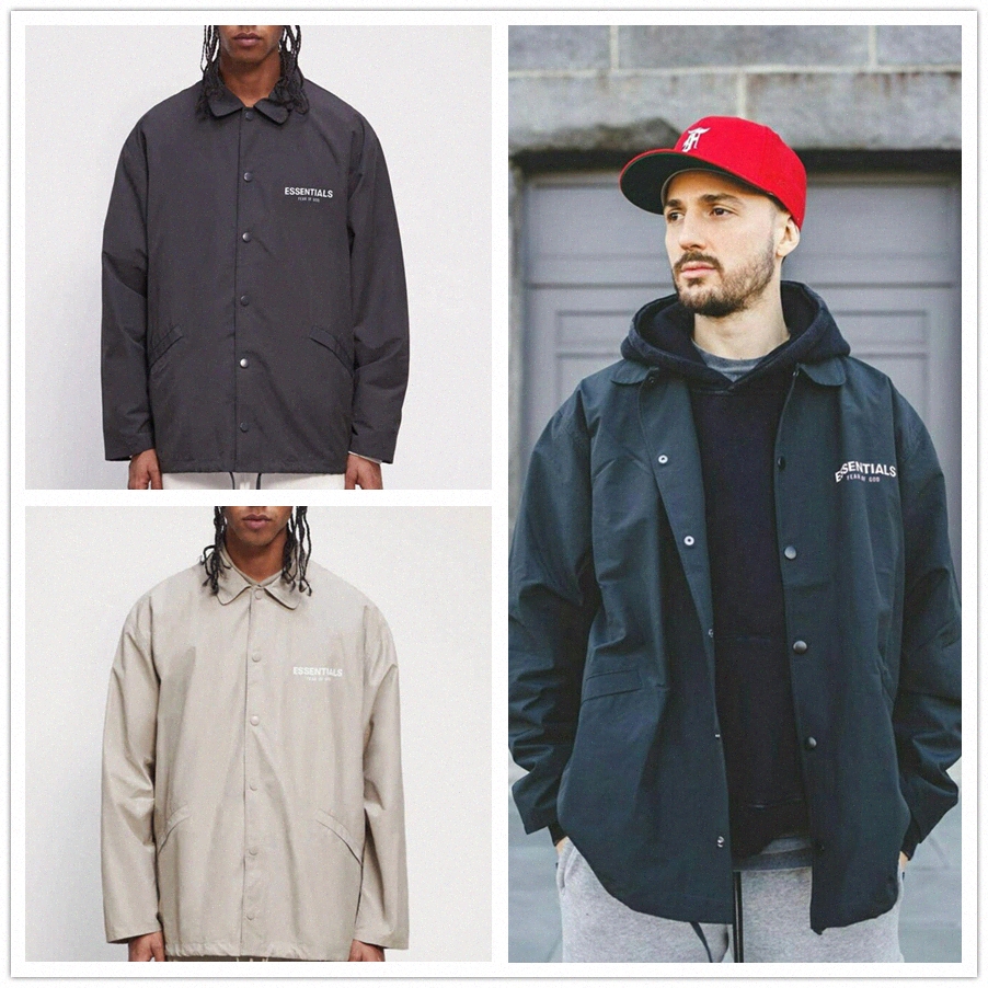 

double track fog coach jacket windbreaker casual coat factory outlet 2021 Mens Fear of God clothes essentials Season 7##02 y7MQ#, Black;brown