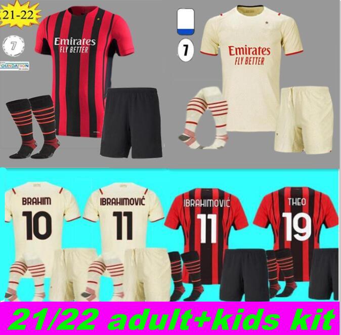 

Retro 2009 2010 AC Milan soccer jersey 22021 2022 IBRAHIMOVIC PAQUETA BENNACER REBIC Adult kids kit boys maglia da calcio CALHANOGLU football shirt, Red