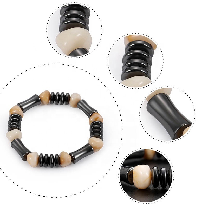 

Magnetic Bracelet Bamboo Shape Stone Therapy Health Care Magnet Hematite Beads Bracelet Men de Jewelry