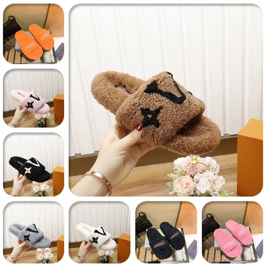 

Luxury Slide Designer Slippers Stylish Women Wool Sandals Warm Comfort Fur Woman Slipper Shoes Autumn Winter Plush Slides Scuffs Sandal Size 35-41 With Box, Color03