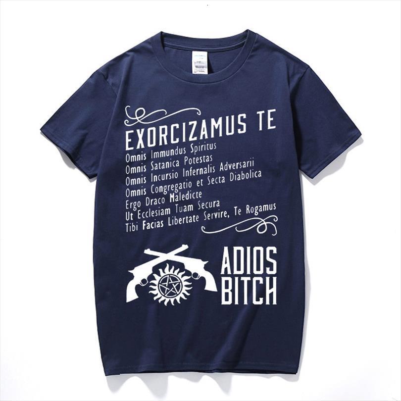 

100% cotton brand clothing mens t shirt tees supernatural exorcism adios bitch, White;black