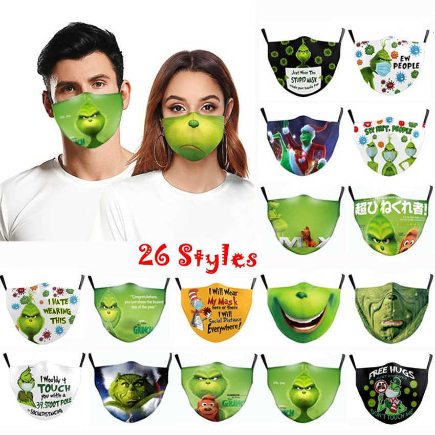 

Green Monster 3D Digital Printing Outdoor Dust And Mist Mask Reusable Washable Dust And Dust Fashion Decoration Adult Party Washcloth Mask