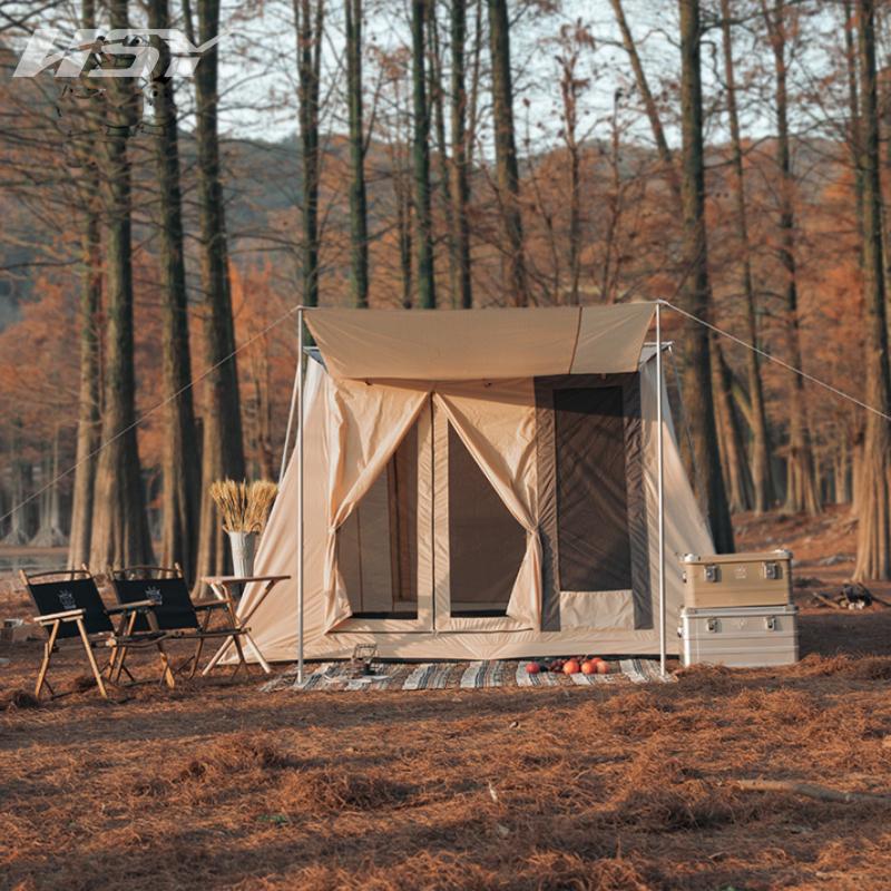 

100% Cotton Canvas Breathable Flex Bow Tent High Quality Luxury Rainproof Waterproof Large Outdoor Family Camping Cabin Tents And Shelters