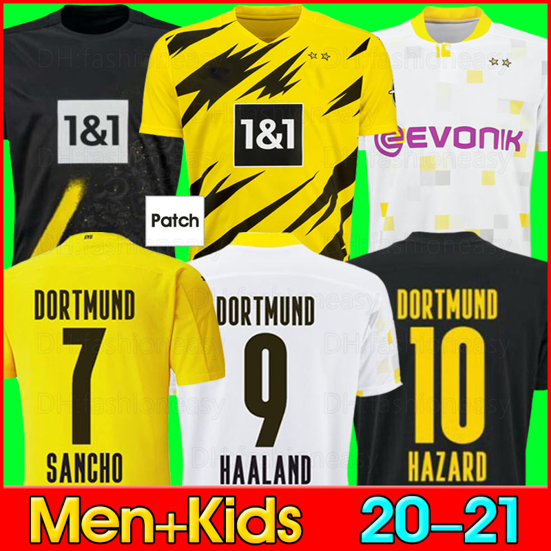 

HAALAND REUS Borussia 20 21 dortmund soccer jersey 2020 2021 football shirts BELLINGHAM SANCHO HUMMELS BRANDT men + kids kit maillot de foot, Black;yellow