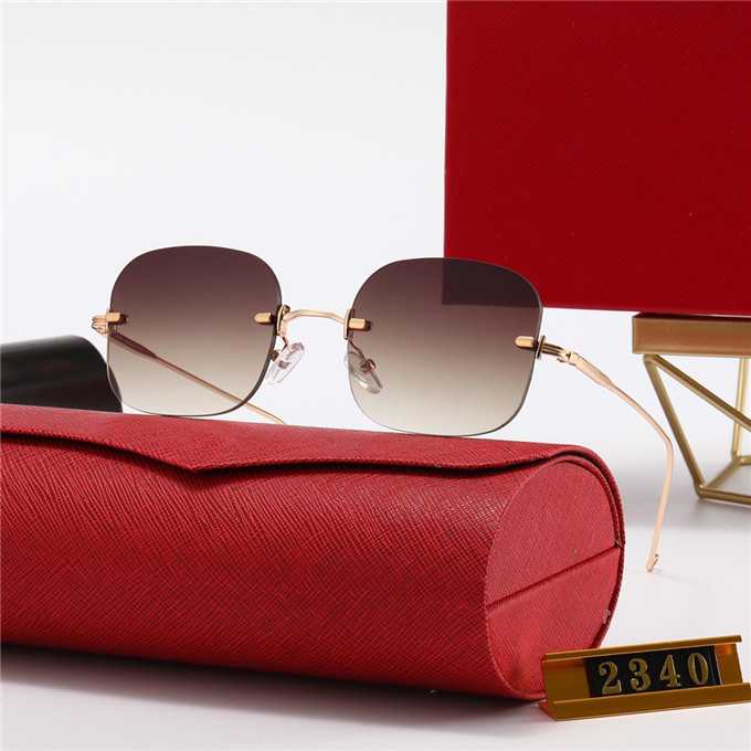 

Metal sunglasses Rimless Square Big C sunglass Luxury Mens sun glasses 2021 Carter eyeglass Brand Desinger Shade eyeglasses For Men With red packing box