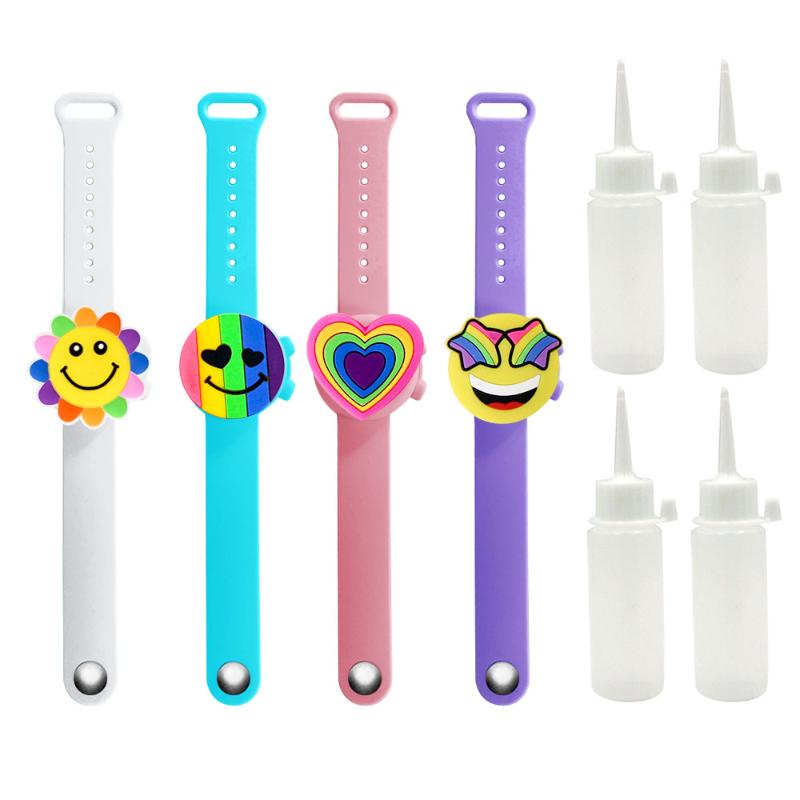 

4Pcs Hand Sanitzer Portable Soap Dispenser 20ml Cartoon Kids Bracelet Bottle Sanitizer Safe Liquid