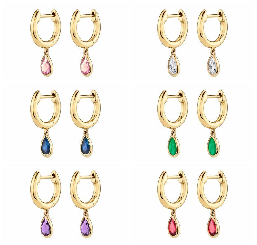 

Hoop & Huggie 925 Silver Ear Buckle Colorful Crystal Pendants Earring For Women Exquisite Luxury Ladies Charm Earrings Fashion Jewelry, Golden;silver